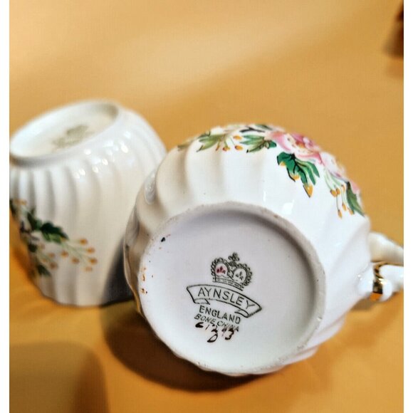 Antique Aynsley Cream & Sugar Set Floral Pattern C1293 - 1930's - Picture 13 of 16